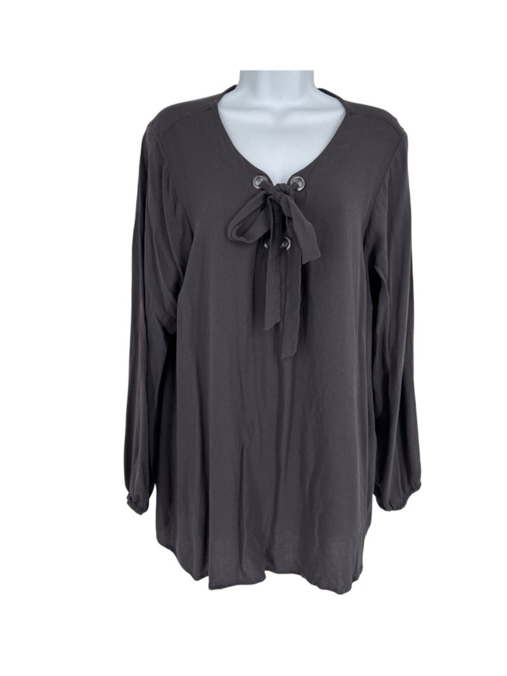 Torrid Long-Sleeve Lace-Up Blouse Relaxed Fit Lightweight Women's Top Size 1X